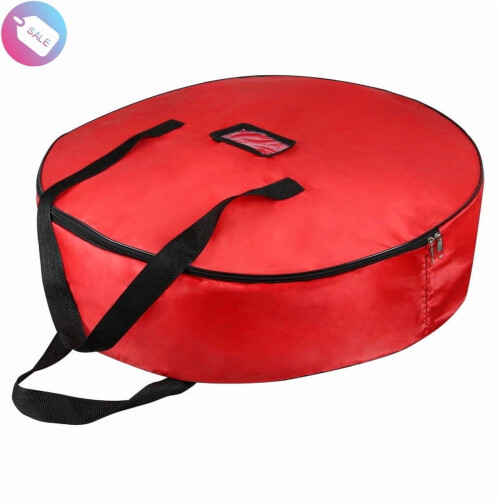 Protetor de guirlanda de 25 polegadas | Bolsa de armazenamento vermelha à prova de intempéries com zíper duplo