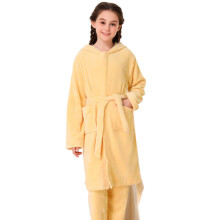 Ediodpoh Kids Pajamas for Autumn/Winter – Warm Coral Sleepwear Set, Yellow, Ages 6-7, Compatible with Standard Sizes