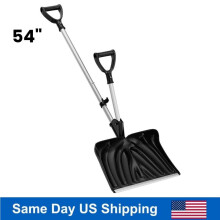 54" Industrial Double-Handle Snow Plow Shovel - Extra Wide Scraper Blade with D-Grip, Black All-Terrain Pusher for Heavy Snow Removal