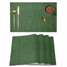 Vintage-Tischsets in grüner Leinenoptik (1 Stück), rutschfest und waschbar, für drinnen und draußen, im Landhausstil