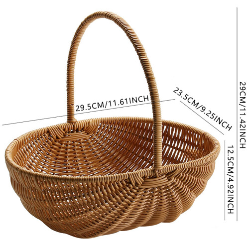 Willow Picnic Hamper with Handle, Oval Wicker Basket for Fruit, Eggs, Easter Candy, Wedding Gifts – Brown