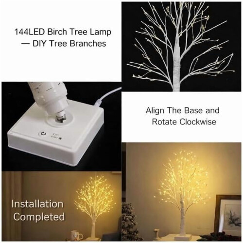 DIY Χειμερινές Σημύδες με 144 Φώτα LED, Ανθεκτικές σε Κρούσεις & Αδιάβροχες, 1
