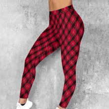 Damen-Leggings mit Weihnachtskaromuster – Hochelastische Fitness-, Lauf- und Freizeitleggings mit dehnbarem Komfort und vielseitigem Stil für