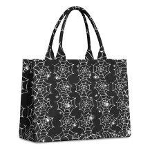 Veľkokapacitná taška Tote, halloweenska čiernobiela kabelka s pavučinami a pavúkmi, módna luxusná taška Tote, 15,7"x13"x5,1" palcov,