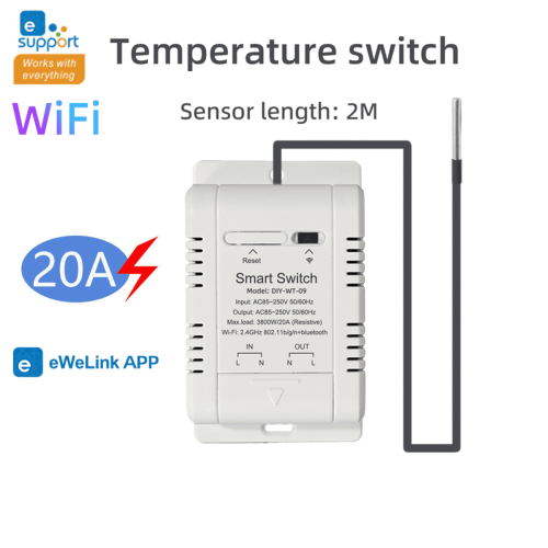 WiFi-lämpötilakytkin 2 metrin anturilla 2