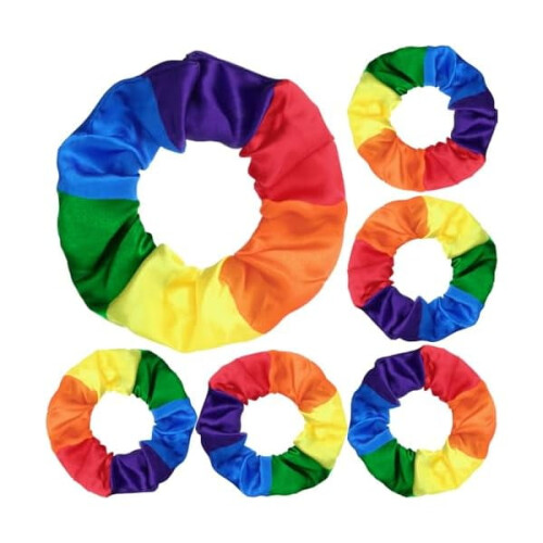 6 τεμάχια λαστιχάκια μαλλιών Pride Rainbow, ελαστικές θήκες αλογοουράς LGBT, ριγέ
