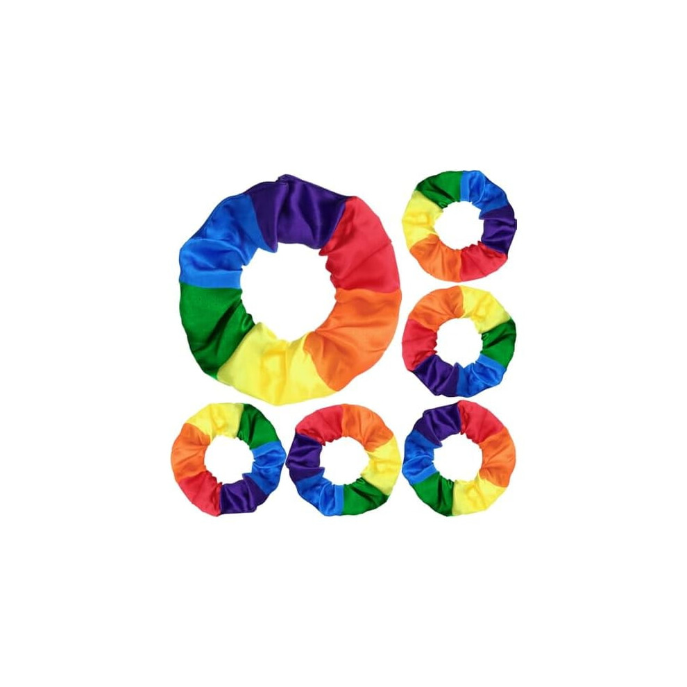 Unisex 6Pcs Pride Rainbow Hair Scrunchies, Elastic Lgbt Ponytail Holders, Tie-Dye Striped Hair Ties For Women Â Compatible With Festivals & Parties