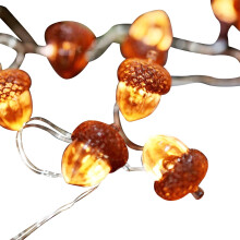 Guirlande lumineuse 3D à piles avec télécommande et minuterie, 20 LED scintillantes, 2 m, décoration de cheminée automne/Noël, compatible avec
