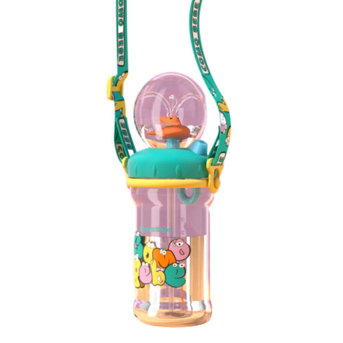 Copo com formato de baleia, bomba automática e canudo de silicone.