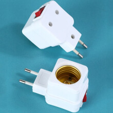 Adaptateur E27LED vers prise européenne (1 pièce) avec interrupteur marche/arrêt pour ampoule.