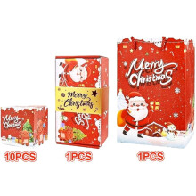 Boîte cadeau Joyeux Noël en papier épais, Père Noël, boîte pliante verte, cadeaux de Noël, rouge explosion