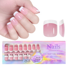 150 puntas postizas de gel suave 3 en 1, uñas francesas precoloreadas, 14 tamaños para extensión.