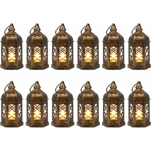Mini Lanternas LED Piscantes Estilo Vintage - Pacote com 12