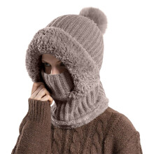 Čiapka 3v1 so šatkou a maskou, mäkká čiapka, pánske jesenné módne, nevyhnutné masky na tvár s brmbolcami, dámske čiapky a šiltovky, khaki