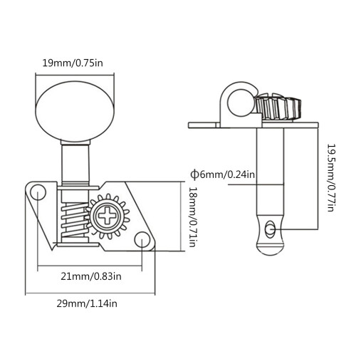 Κλασικό Κούρδισμα Ukulele Peg2L + 2R Κουρδιστήρια Ανοιχτές Κεφαλές Μηχανής για Μέρη 2