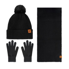 Dam vinterset med dubbla lager fleecefoder, förtjockad varm ullmössa, halsduk, handskar, tredelars set, matchande set med koordinerad design