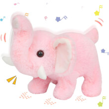 Interactief kruipend olifantje, elektronisch pluche speelgoed, geanimeerd cadeau voor peuters, verjaardagscadeau, roze, 20 cm