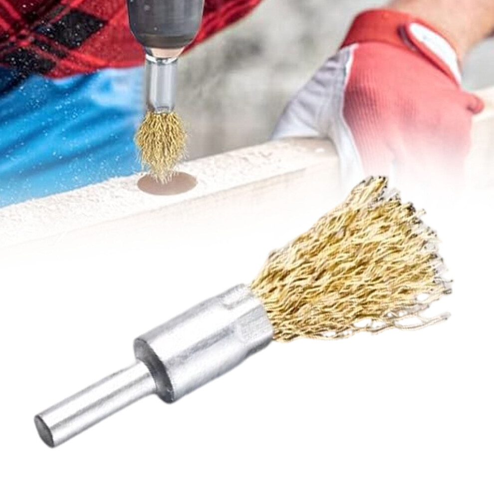 5Pcs Brass Wire Brushes (10Mm Diam, 6Mm Shaft) For Rust Removal, Cleaning & Polishing Â Compatible With Rotary Tools 9027700027800