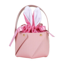 Borsa con orecchie di coniglio pasquale, borsa con manici in pelle PU, borsa regalo per uova di Pasqua per bambini, decorazione per feste.