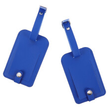 2Pcs Blue PU Travel Baggage Tags with Privacy Cover Durable Luggage Labels for Suitcase Identification