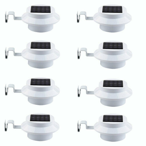 Solar LED Outdoor Gutter Lights with Brackets 8 Pack