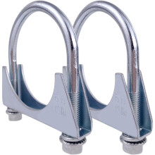 2.25"Heavy Duty Exhaust U Clamps Saddle Style Muffler U-Bolt Clamp, Stainless Steel, Pack of 2 (58MM-Fit 2.25"OD Pipe)