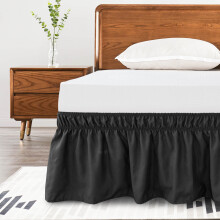 Jupe de lit enveloppante élastique 40 cm (16 pouces), King, noire