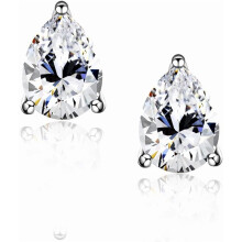 CZ stud earrings 18K white gold plated sterling silver