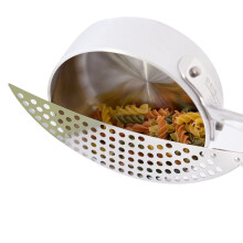 Casserole à spaghetti avec passoire intégrée, en acier inoxydable, pour égoutter et filtrer l'eau (violette).