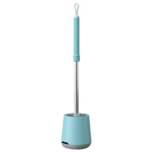 Brosse WC compacte avec support – Manche en acier inoxydable, anti-gouttes, montage facile, poils en nylon, 72 x 12 cm, gain de place