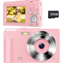Cámara digital rosa para niños de 8 a 13 años – Zoom 16x, diseño compacto – Regalo de Navidad/Cumpleaños – Compatible con niños de 6 a 10