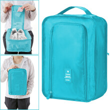 Portable Foldable Shoe Storage Bag, Waterproof Travel & Gym Organizer, Sky Blue – 1 Pc