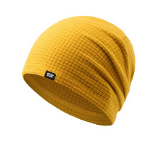 Gorro de lana cálido con forro polar para invierno, unisex, de punto térmico para actividades al aire libre como esquí y running, color amarillo.
