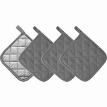 4 Pack Pot Holders for Kitchen - Heat Resistant Oven Hot Pads, Terry Cloth Trivets for Cooking and Baking, Dark Gray