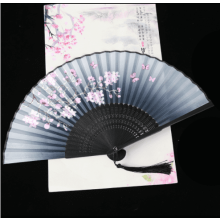Abanico plegable de estilo retro con estampado japonés femenino, tela retro, artesanía, regalo, decoración del hogar, adorno, abanico de mano para