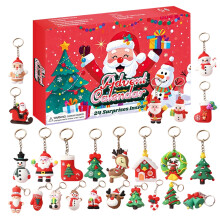 Porte-clés calendrier de l'Avent 3D 2025 - Compte à rebours de Noël - Pendentif porte-clés 3D avec 24 symboles de Noël