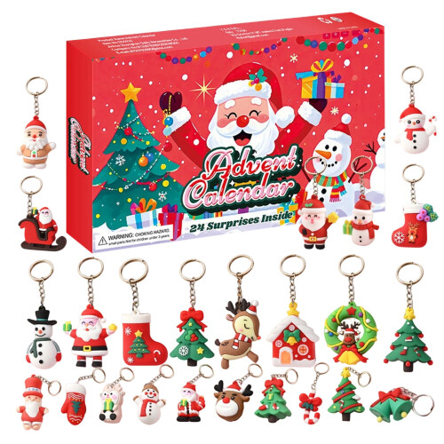 3D μπρελόκ μενταγιόν με μπρελόκ Advent Calendar 2025, με σχέδια 24 χριστουγεννιάτικων δώρων