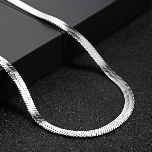 Collier en acier inoxydable en forme d'os de serpent (une pièce)