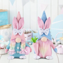 Paaskabouterdecoratie voor binnen: pluche konijn met paasei, paaskabouterornamenten, lentedecoratie voor binnen (A)