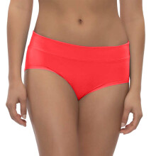Slip da donna, slip a vita media a copertura totale, intimo comodo con tinta unita per l'uso quotidiano, intimo da donna, rosso, XL