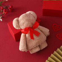 Serviette de bain ours en polaire corail (1 pièce), idéale pour un mariage, la Saint-Valentin, une fête prénatale ou une remise de diplôme (30 x