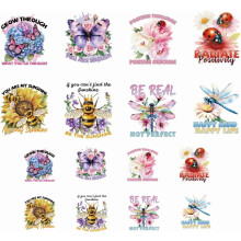 Transferencias DTF de insectos y flores (16 unidades)