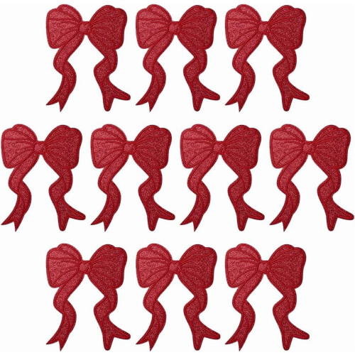 Red Bowknot Patches Embroidered Iron-on 10pcs