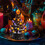 Ceramic tree decor with lights black pumpkin top 6