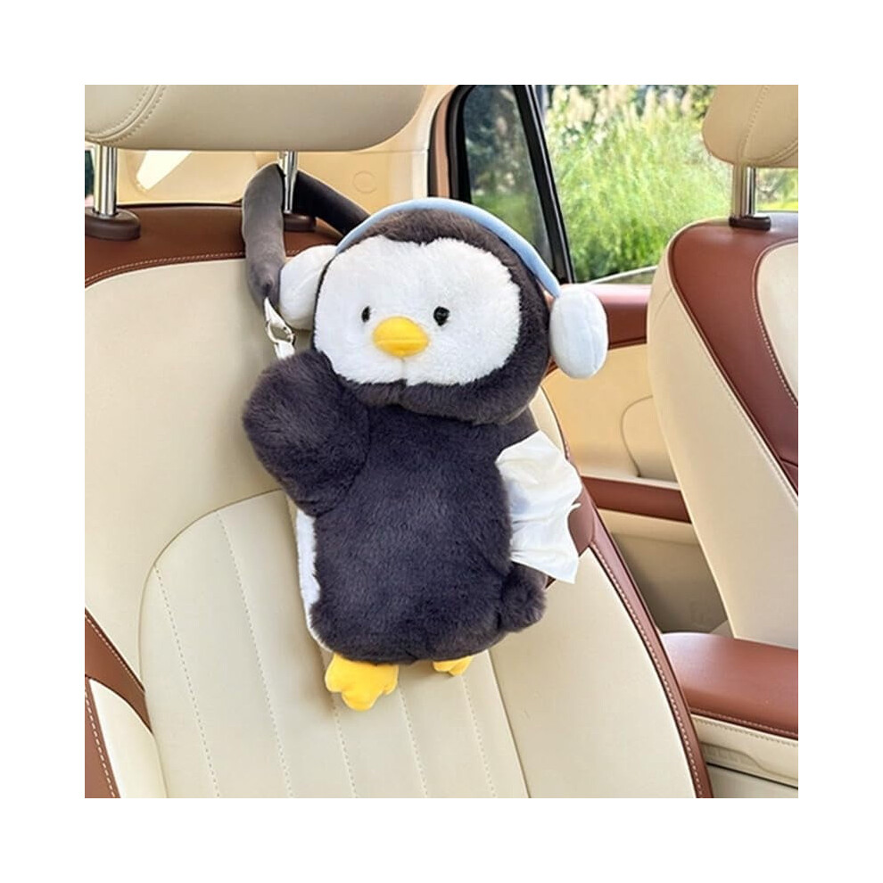 Penguin Car Tissue Holder Plush Cute Hanging Paper Towel Dispenser For Handle Or Seat Back Soft Animal Design For Car Home Bathroom 9027700030831