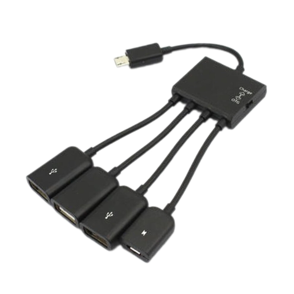 4 Port Microusb Typec Power Otg Extenders Hub Cable For Tablets Smartphones Charging Connection Black 9422877873807