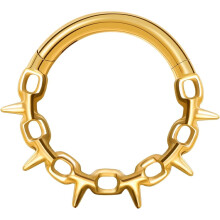 Titanium Septum Ring Hoop 16G Titanium Spiked Chain Nose Piercing Jewelry for Men Women, 8mm 10mm, Silver Gold, Hypoallergenic Clicker