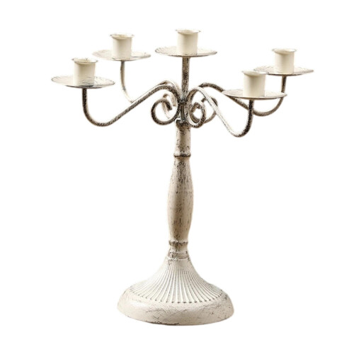 Candelabro de Jantar com Múltiplos Braços, Castiçal Cônico Branco com 5 Braços 1