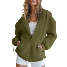 Hoodies for Women,Sweatshirt Womens Casual Solid Long Sleeve Zipper Hooded Pocket Top,Sweatshirt for Women,Z04 Army Green,M