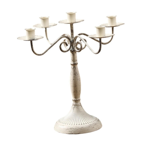 Candelabro de Jantar com Múltiplos Braços, Castiçal Cônico Branco com 5 Braços 2